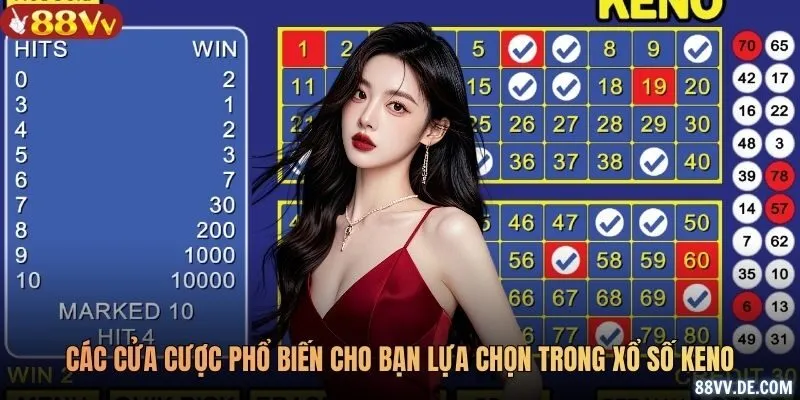 Các cửa cược phổ biến cho bạn lựa chọn trong xổ số Keno