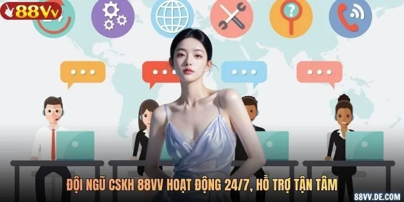 Đội ngũ CSKH 88VV hoạt động 24/7, hỗ trợ tận tâm